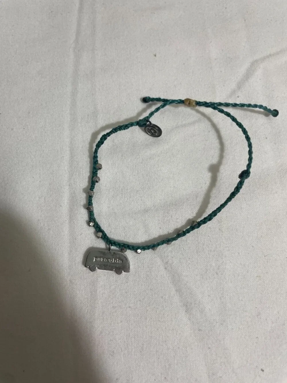 Pura Vida Teal Hippie Van Charm Bracelet Silver Tone Adjustable Boho